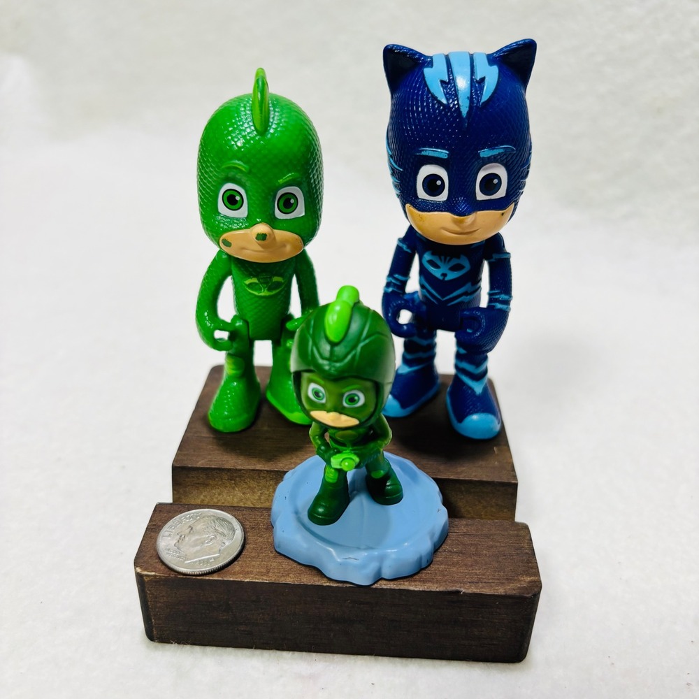 PJ Masks Action Figure Lot Catboy Gekko Blue Green Toys 3 Piece Set
